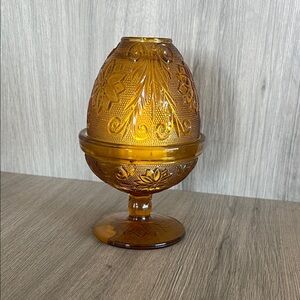 Indiana Glass Amber Tiara Fairy Lamp